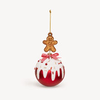 Bola de natal efeito glace e bolacha de gengibre  8cm
