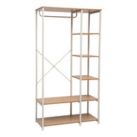 Roupeiro de metal bege com prateleiras 170cm