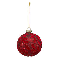 Bola folhas veludo bordeaux 8cm,  Bola folhas veludo bordeaux 8cm