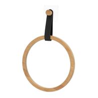 Toalheiro wc redondo em bambu com alça preta,  Toalheiro wc redondo em bambu com alça preta