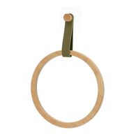 Toalheiro wc redondo em bambu com alça verde caqui