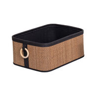 Cesto wc em bambu com al&ccedil;a de madeira 30x40cm