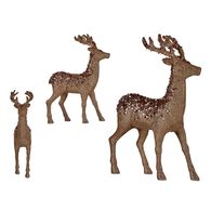 Figura decorativa rena dourada com glitter