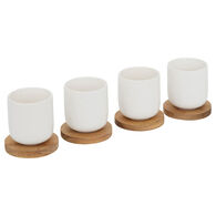 Conjunto de 4 chávenas com base madeira acácia ELEGANCE 10cl,  Conjunto de 4 chávenas com base madeira acácia ELEGANCE 10cl