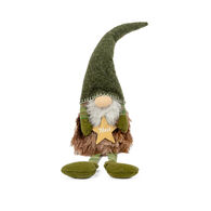 Gnomo sentado castanho e verde 74cm