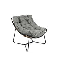 Cadeir&atilde;o RELAX bubble em metal e rattan com almofada