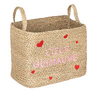 Cesto de arrumação com corações 27x33cm,  Cesto de arrumação com corações 27x33cm