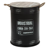 Lata preta em metal com tampa 48cm