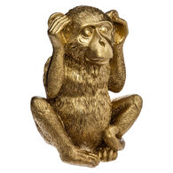 Estatueta macaco s&aacute;bio surdo dourada