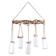 Suspens&atilde;o de madeira com 5 jarras de vidro