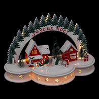 Aldeia Com Trenó E Boneco De Neve 16 LEDs Branco Quente,  Aldeia Com Trenó E Boneco De Neve 16 LEDs Branco Quente