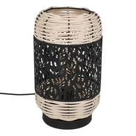 Candeeiro de mesa 18x30cm em metal e rattan