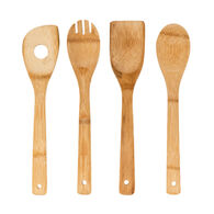 Conjunto de 4 utens&iacute;lios em bambu