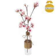 Vaso em vidro com fl&ocirc;r cerejeira 48cm