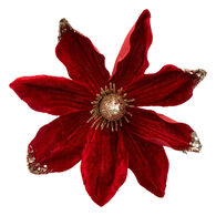 Flor magnolia veludo vermelha e dourada com mola
