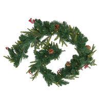 Grinalda verde com bagas e pinhas 180cm