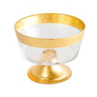 Taça katsu com pé em vidro com beira dourada,  Taça katsu com pé em vidro com beira dourada