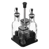 Conjunto de 4 galheteiros em vidro com suporte,  Conjunto de 4 galheteiros em vidro com suporte