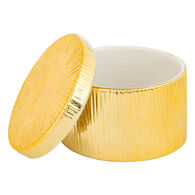 Caixa redonda em cer&acirc;mica dourada