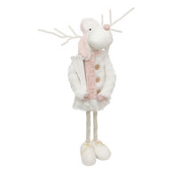Figura rena exterior rosa e branco 76cm