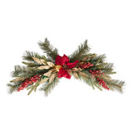 Coroa com poinsettia e ramos 75cm