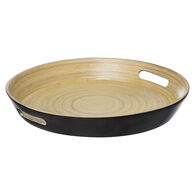 Tabuleiro redondo em bambu preto 42cm