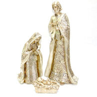 Pres&eacute;pio com 3 figuras douradas 44cm