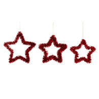 Conjunto de 3 pendurantes estrela 40cm vermelho