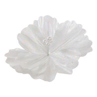 Flor magn&oacute;lia com brilhantes branco 22cm