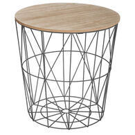 Mesa de apoio KUMI em metal preto e mdf 40cm,  Mesa de apoio KUMI em metal preto e mdf 40cm