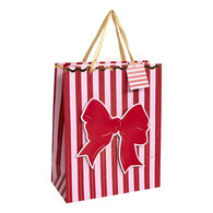 Saco de oferta com riscas e la&ccedil;o 26x12x32cm