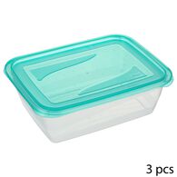 Conjunto de 3 caixas com tampa azul 1,25l,  Conjunto de 3 caixas com tampa azul 1,25l