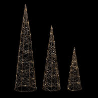 Cone decorativo com leds branco quente 60cm