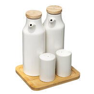 Galheteiro em cerâmica com tampa bambu,  Galheteiro em cerâmica com tampa bambu