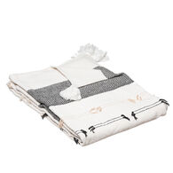 Manta tropi preto e branco com tassel 130x180cm