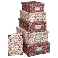 Conjunto de 6 caixas de arruma&ccedil;&atilde;o estampadas
