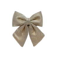 Laço Com Riscas Bege E Dourado 16cm