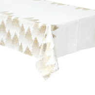 Toalha de mesa branca com &aacute;rvores douradas 140x360cm