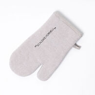 Luva de cozinha com frase taupe,  Luva de cozinha com frase taupe