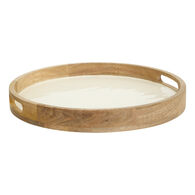 Bandeja INAYA branco em madeira mango 38cm