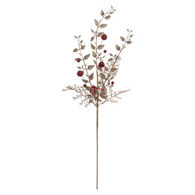 Haste Com Folhas Douradas E Bagas Vermelhas 75cm