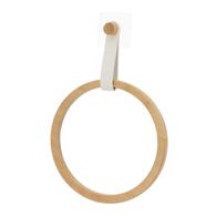 Toalheiro wc redondo em bambu com alça branca,  Toalheiro wc redondo em bambu com alça branca