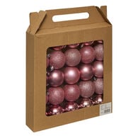 Conjunto 25 bolas de natal rosa 6cm,  Conjunto 25 bolas de natal rosa 6cm
