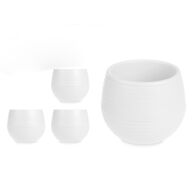 Conjunto de 3 vasos branco com reserva de água 15cm,  Conjunto de 3 vasos branco com reserva de água 15cm
