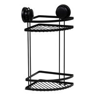 Suporte de canto preto 2 n&iacute;veis em metal com ventosas