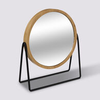 Espelho wc em bambu com suporte de metal,  Espelho wc em bambu com suporte de metal
