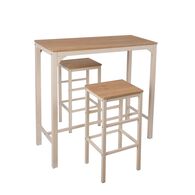 Conjunto de bar NATTES mesa e 2 bancos bege,  Conjunto de bar NATTES mesa e 2 bancos bege