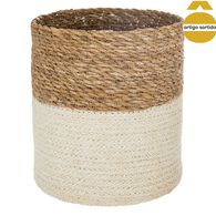Cesto seagrass natural e branco 18cm