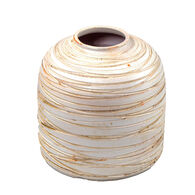 Jarra riscada bege em cerâmica 24cm,  Jarra riscada bege em cerâmica 24cm