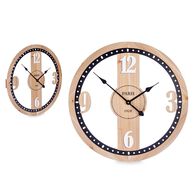 Rel&oacute;gio de parede bege em mdf com moldura